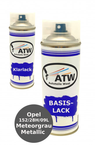 Autolack für Opel 152 / 28H/09L Meteorgrau Metallic +400ml Klarlack Set